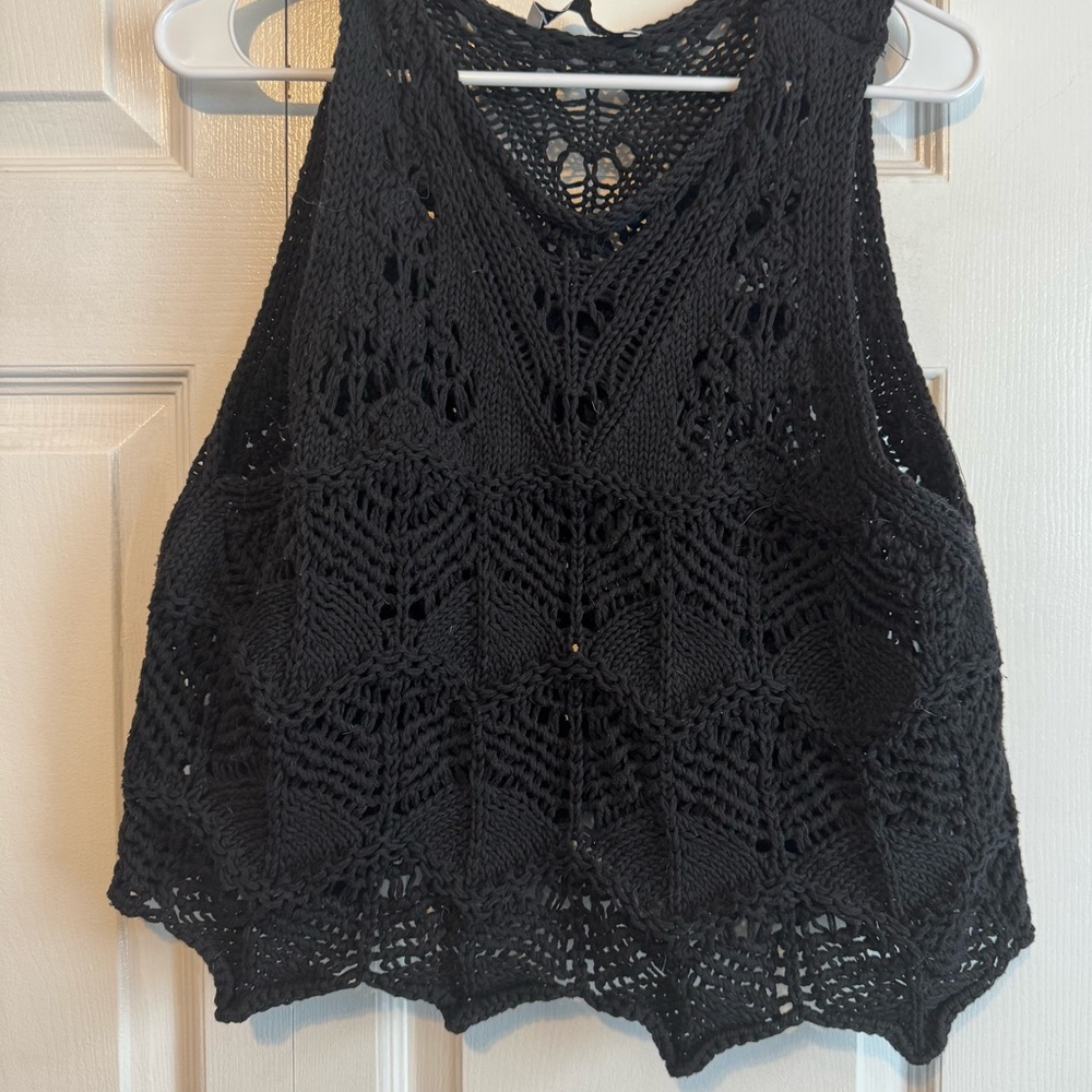 Zara Black Crochet Crop Top